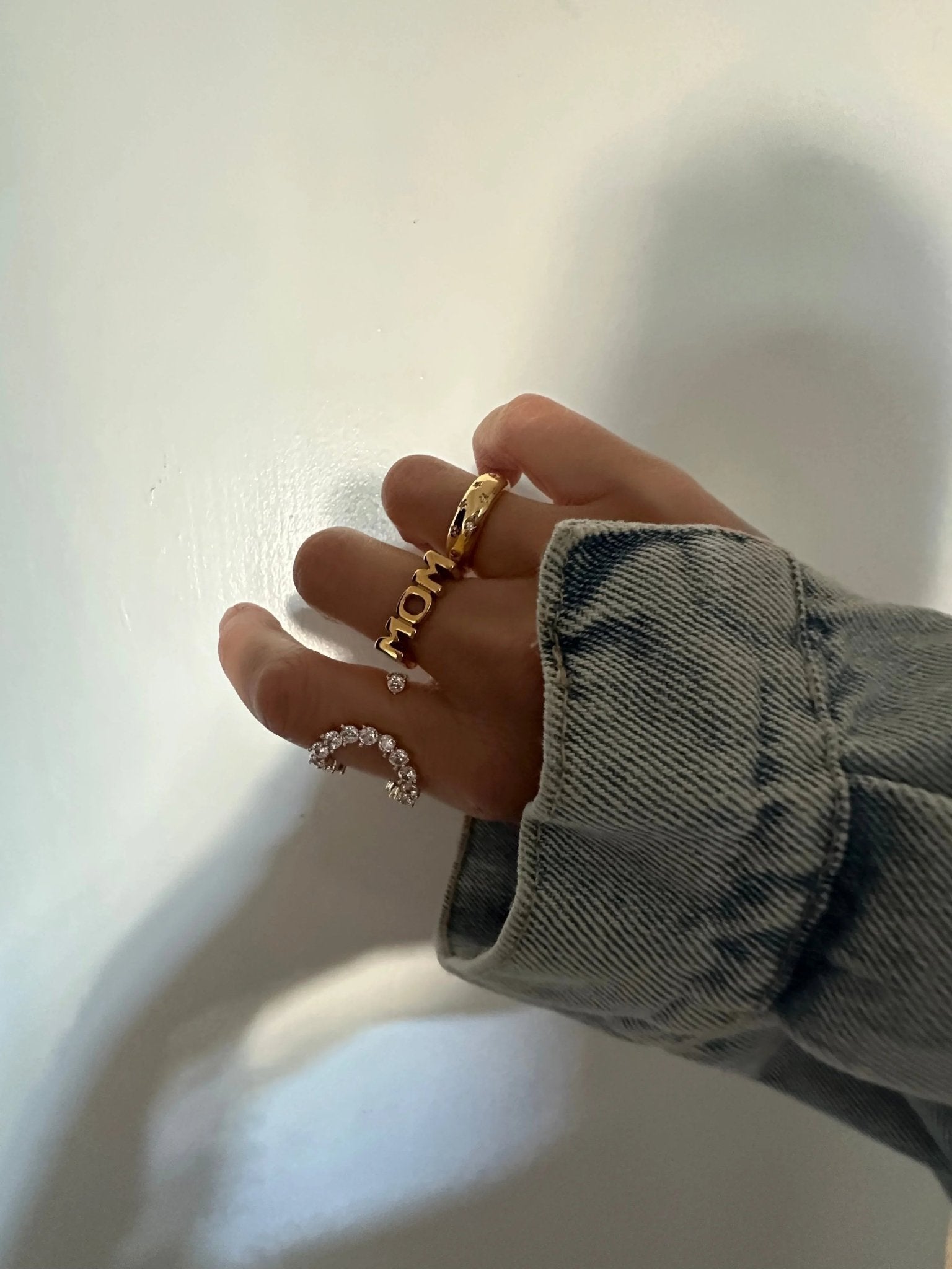MOM og DAD ringe i 18k forgyldt kirurgisk stål