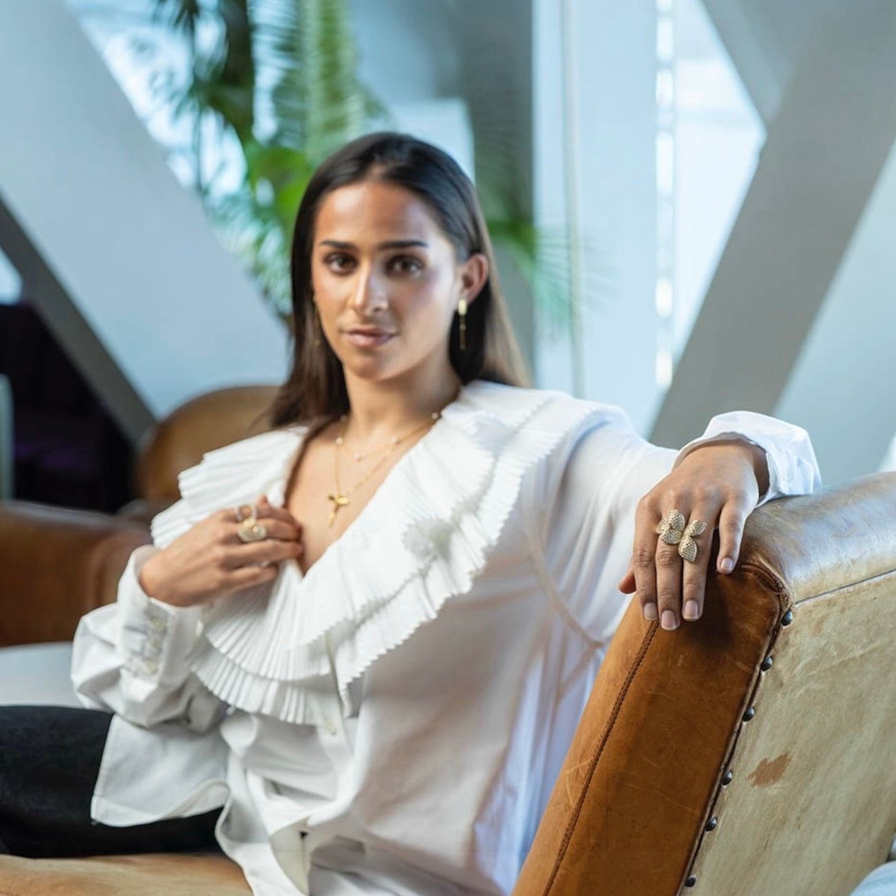 Elina dobbelt krystal ring