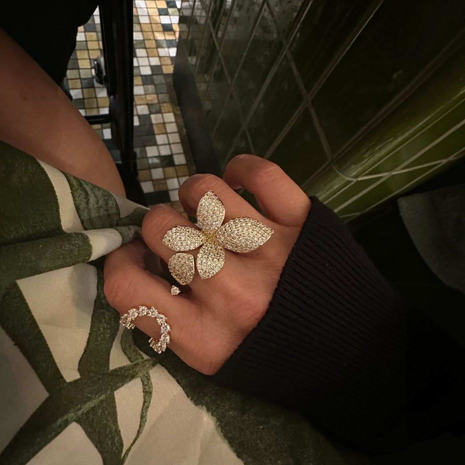 Elina dobbelt krystal ring