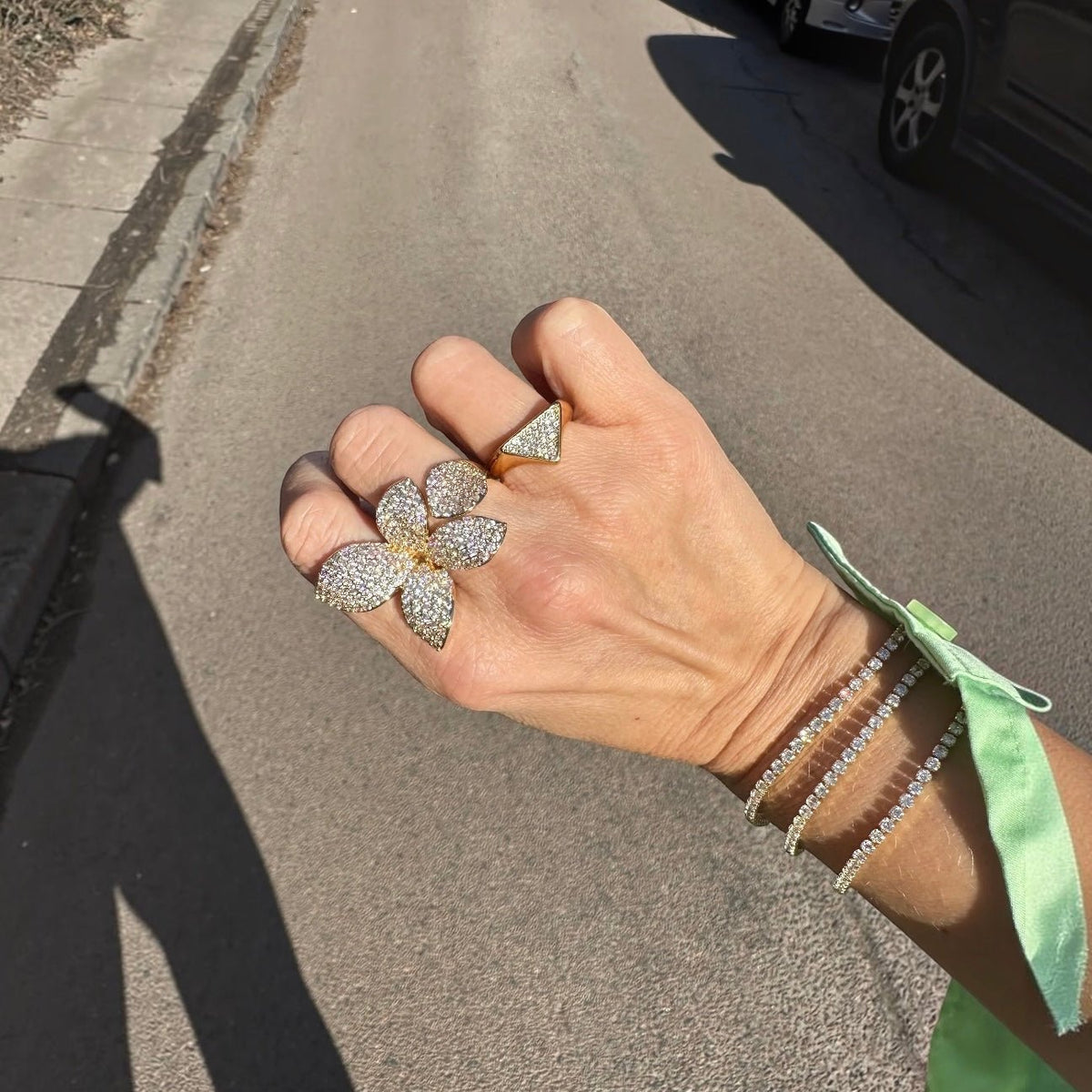 Elina dobbelt krystal ring